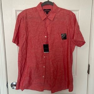 Marc Anthony Luxury Linen Slim Fit Coral Button Up Size L
